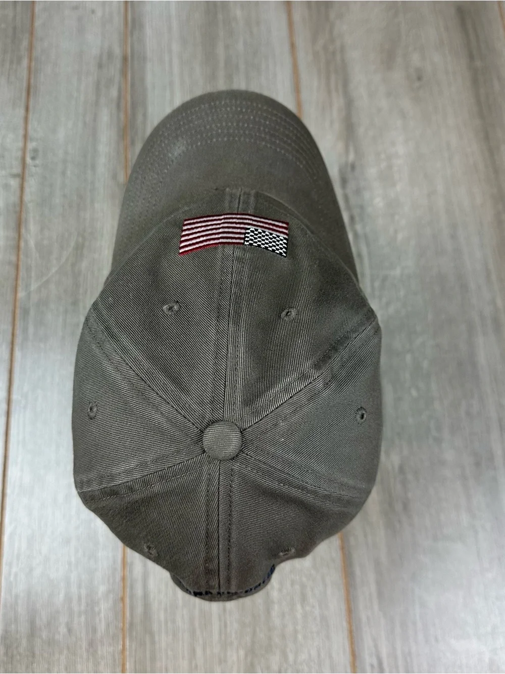 Vintage Y2K Banana Republic Hat American Flag Strap Back Gray 2003